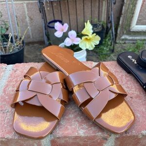 Women’s Braided Slide Sandals in Brown -